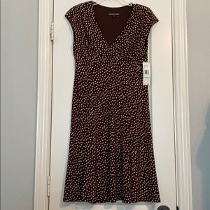 Brown and cream polka dot dress